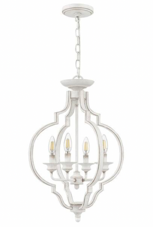 209) Antique White 4-Light Chandelier