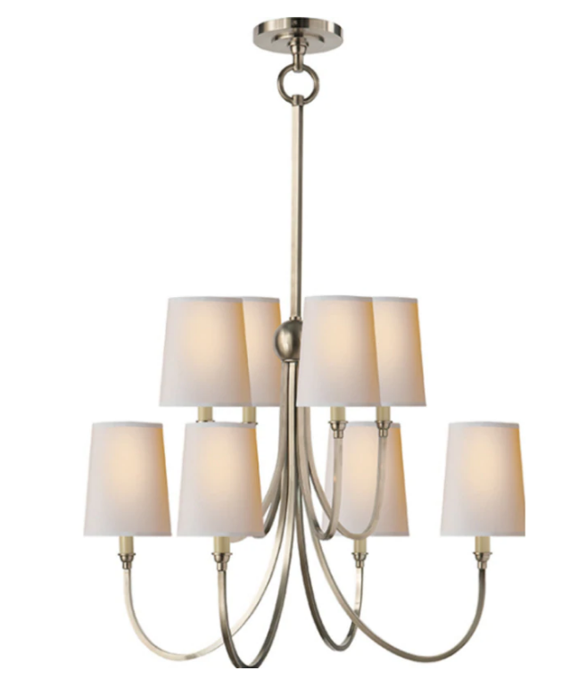 253) THOMAS O'BRIEN REED LARGE CHANDELIER IN ANTIQUE NICKEL