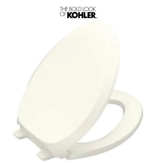 263) KOHLER K-4713-96 French Curve Quiet-Close with Grip-Tight Bumpers Elongated Toilet Seat, Biscuit