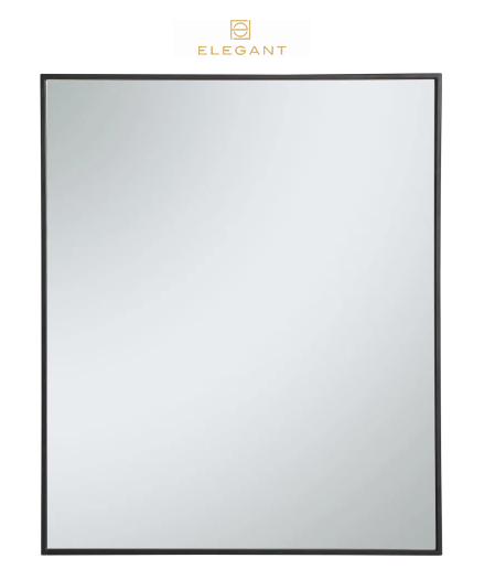 1M) Elegant Lighting Eternity 30" x 36" Rectangular Beveled Metal Framed Bathroom Mirror