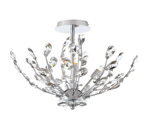 203)  Hetcherson 20 in. 4-Light Chrome Semi Flush Mount with Crystal Glass Branches