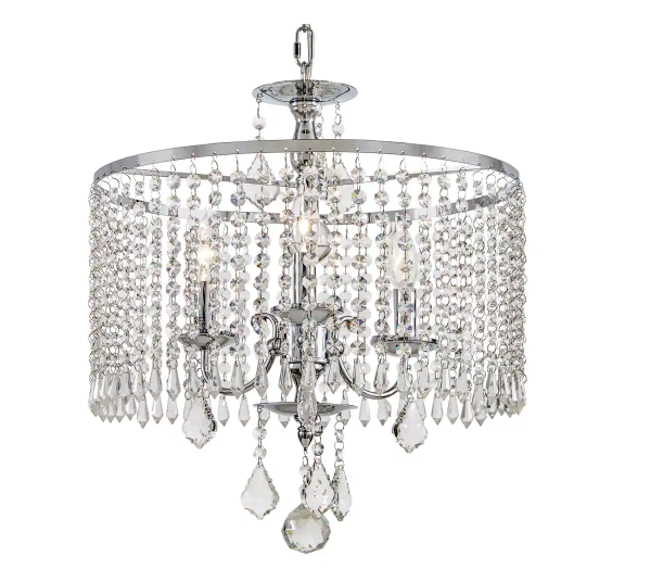 204) Calisitti 3-Light Polished Chrome Chandelier with K9 Crystal Dangles