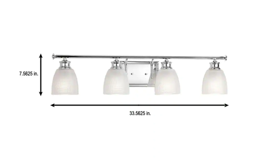 246) Lucky Collection 33.56 in. 4-Light Polished Chrome Bathroom Vanity Light with Glass Shades