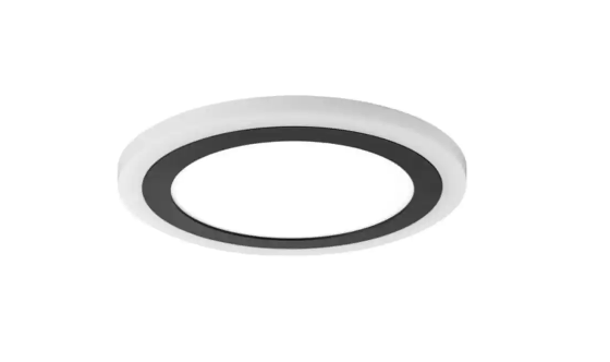 206ab) Clement 13 in. Round Black Flat Panel SW/BW/DL Color Choice Selectable LED with Night Light Flush Mount