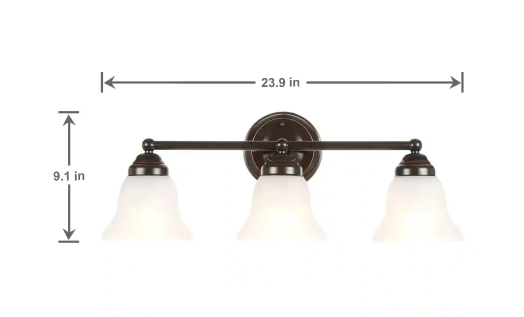 326) Ashhurst 3-Light Oil Rubbed Bronze Vanity Light with Frosted Glass Shades