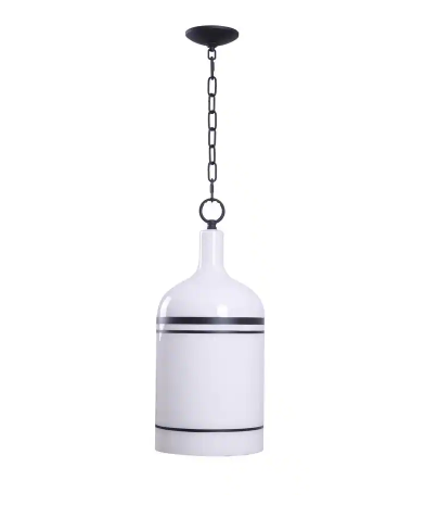 281) Caprile 1-Light Black Glass Pendant with White Glass Shade - 5 AVAILABLE